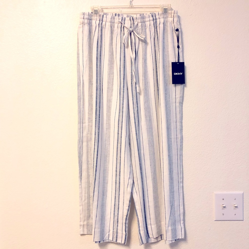 DKNY Linen Cropped Wide Leg Pants, S/M , NWT